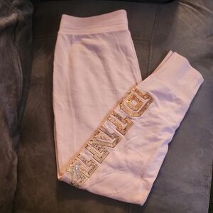 Junior's Light Pink Sequin Logo Sweatpants